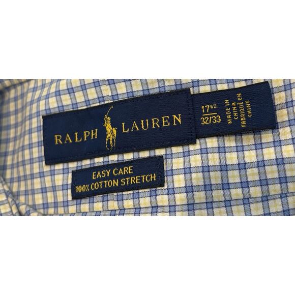 Ralph Lauren Men’s Button Down Shirt 17 1/2. / 32-33 Blue Plaid Corpcore Casual - Picture 4 of 4